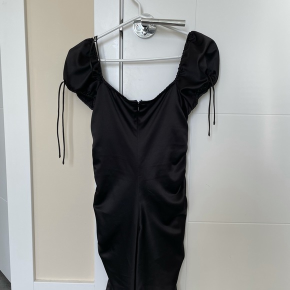 Topshop Satin Mini Dress- Black - Picture 3 of 4